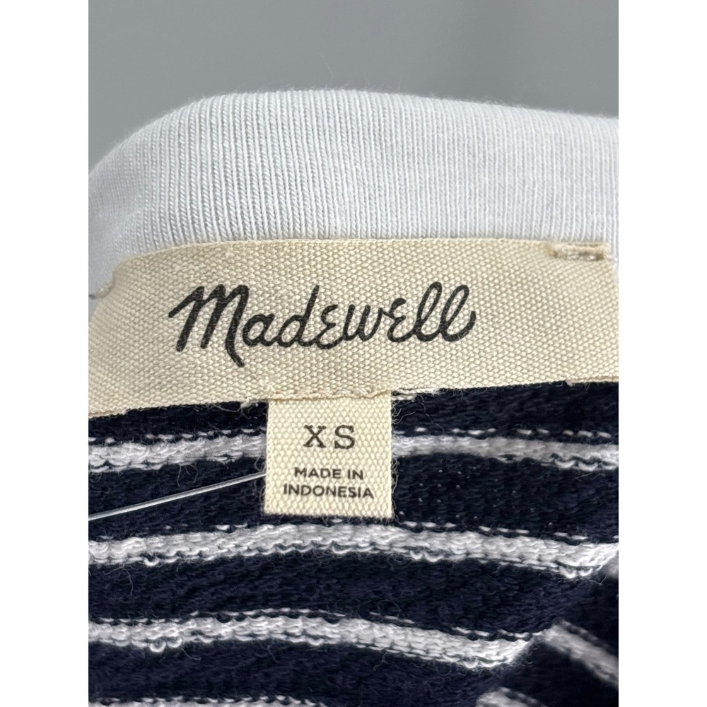 Madewell Blue White Striped Terry Cloth Henley Short Sleeve Top size XS NW863 - Picture 10 of 13